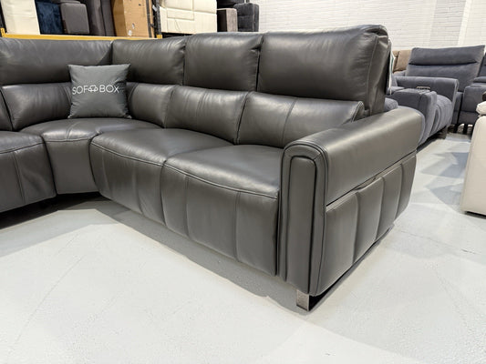 Sofology The Ravello Leather 1 Corner 2 Power Recliner In Jet Black