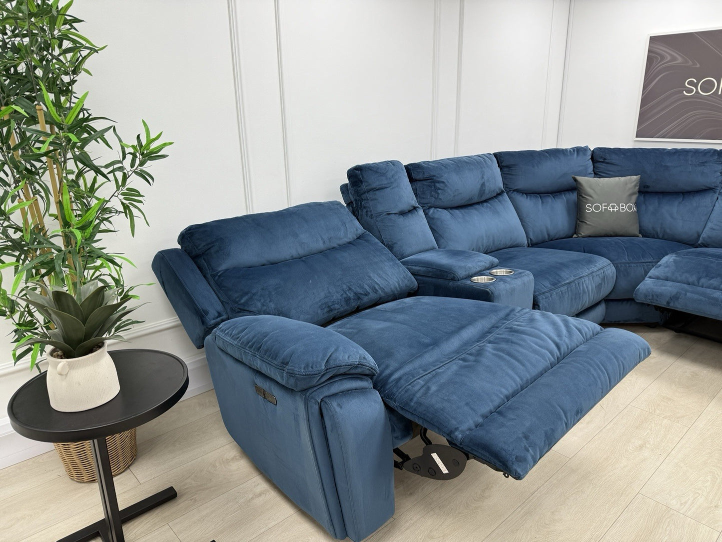 DFS Trek Velvet Corner Sofa In Blue