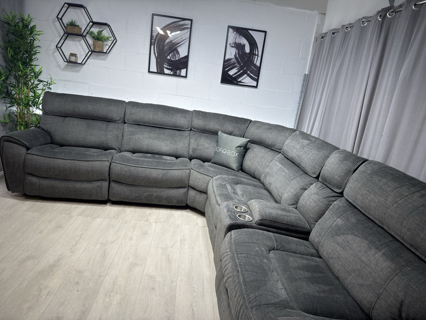 Harvey's Brooklyn Power Corner Recliner Sofa In Charcoal