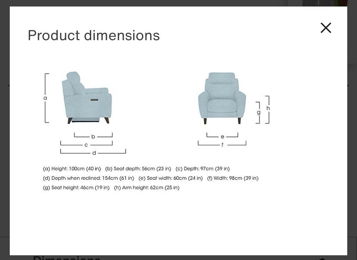 Furniture Village Zen Power Recliner Chair Set X2 In Herringbone Grey Fabric