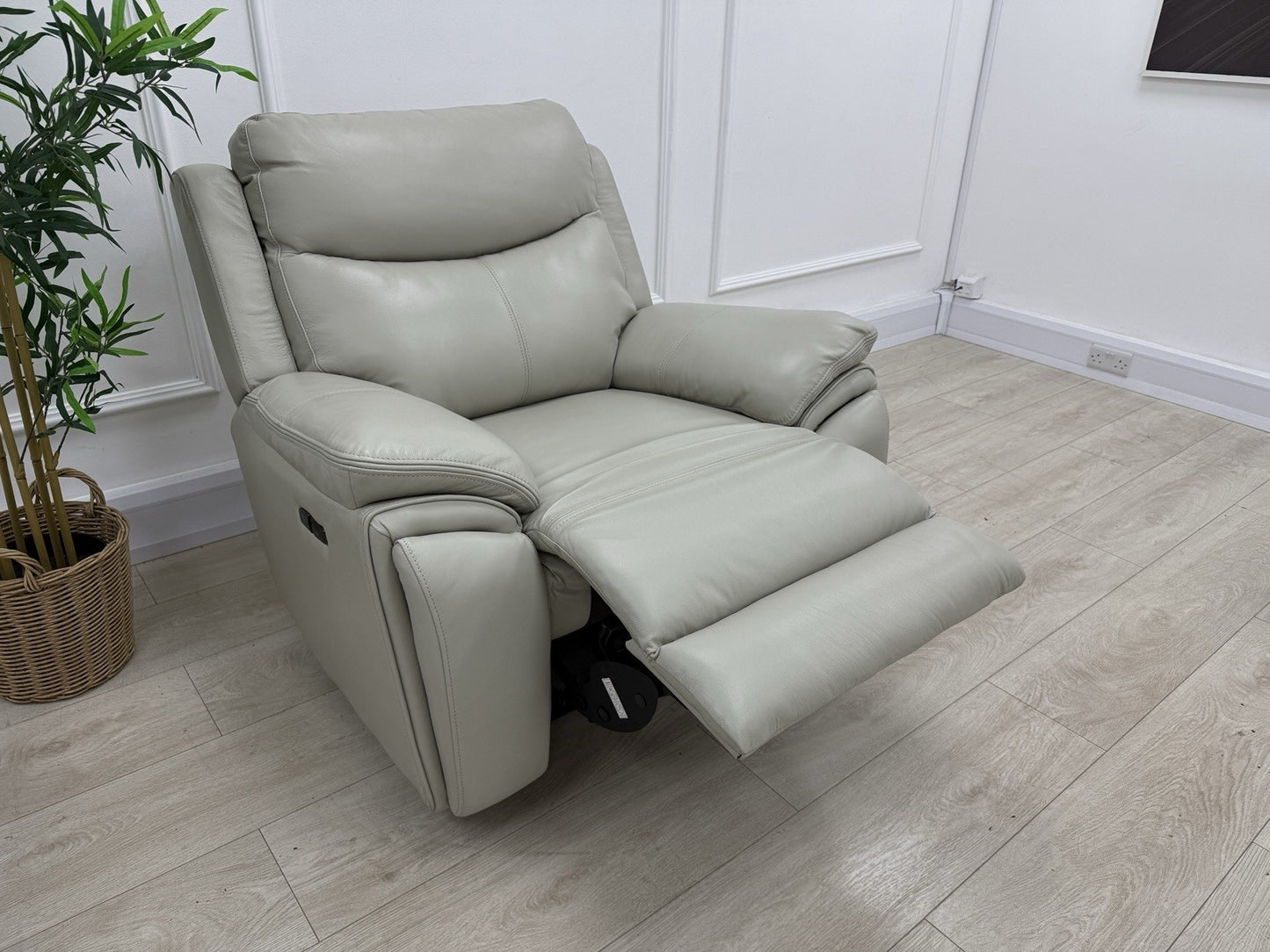 DFS Trek Power Recliner Chair In Grey Leather