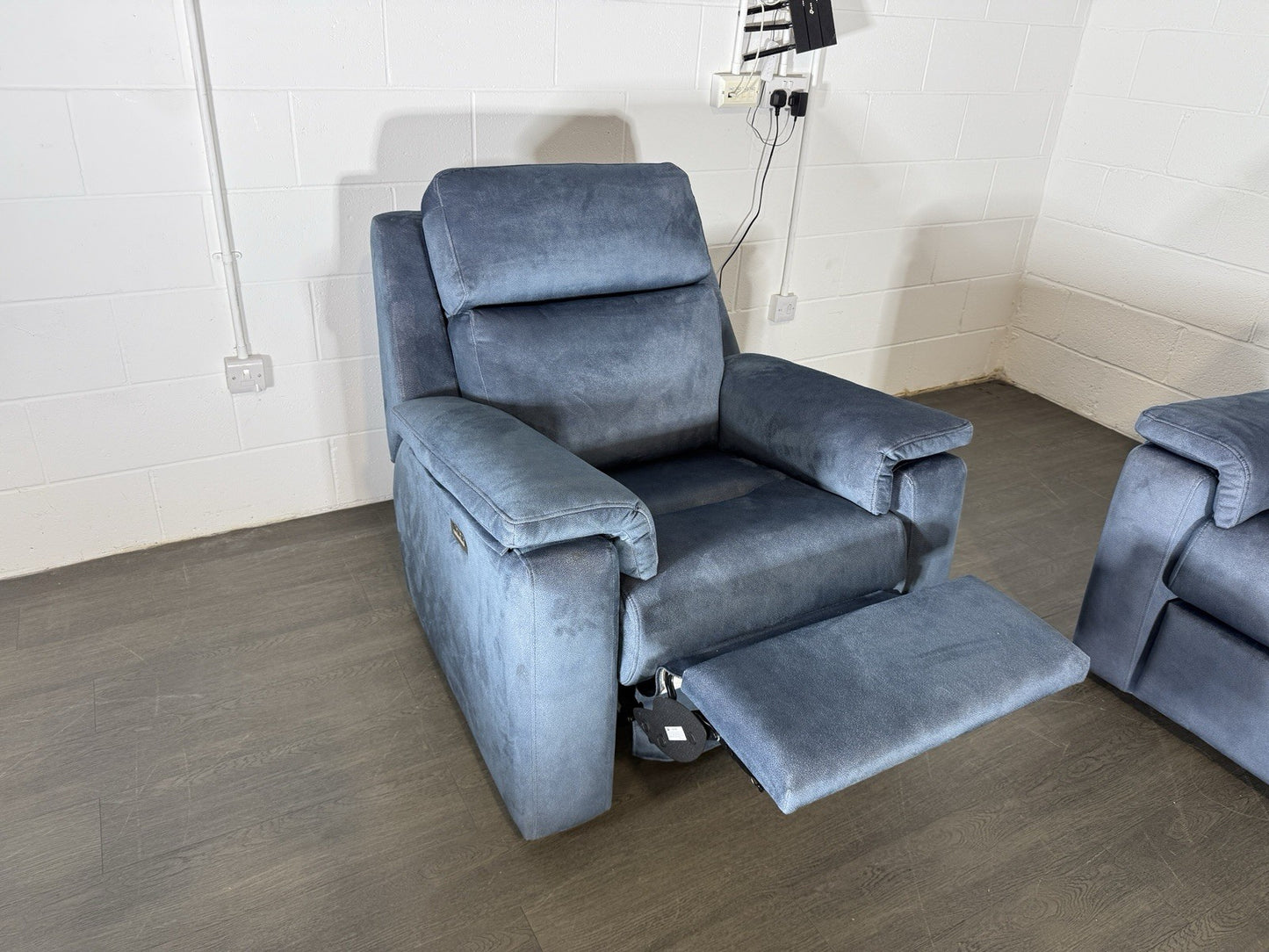 G Plan Thornbury 3 Seater & Chair Set With Power Recliner, Lumbar, Headrest Blue