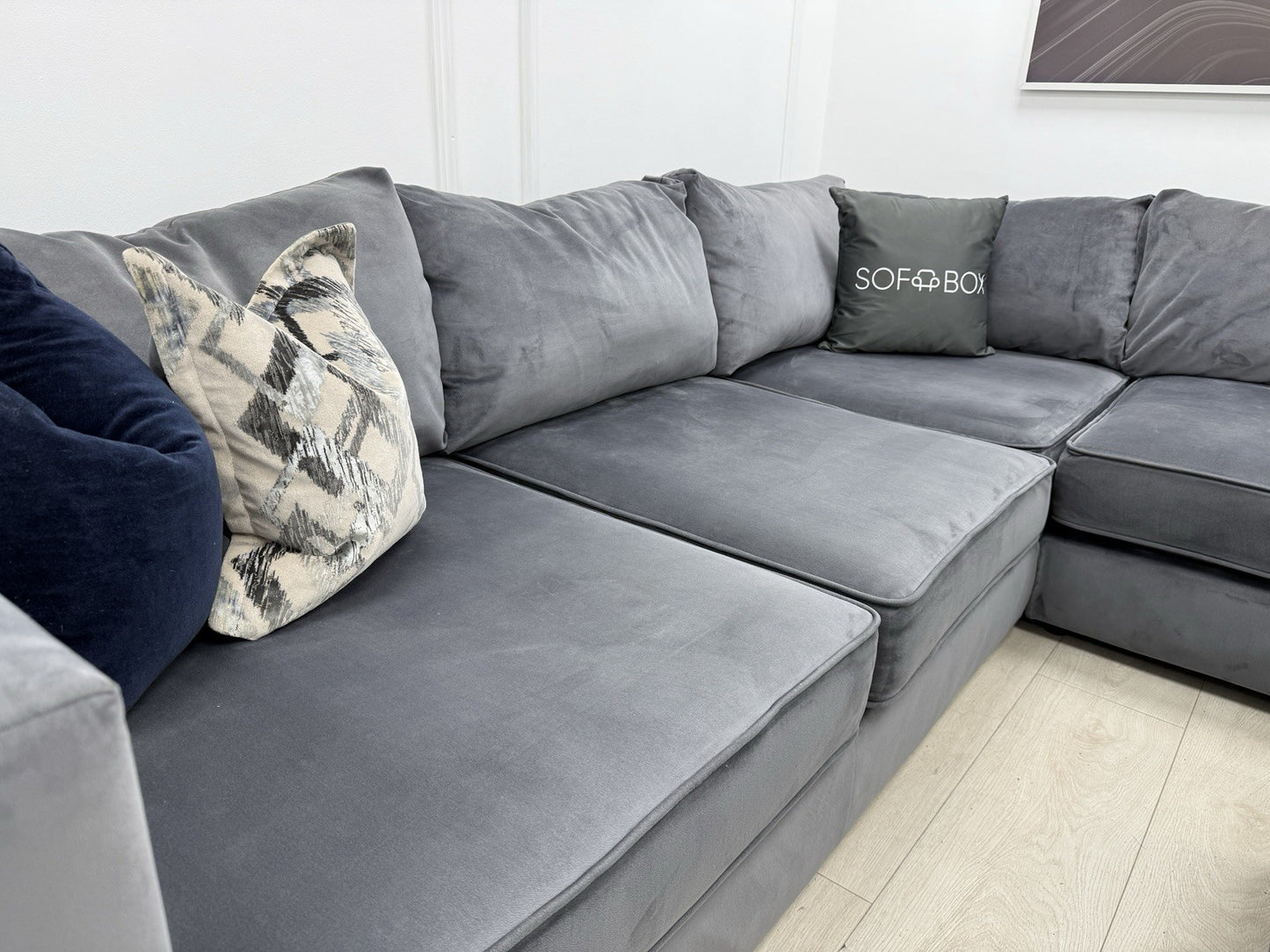 Sofology Titan Corner Sofa & Footstool In Grey Velvet