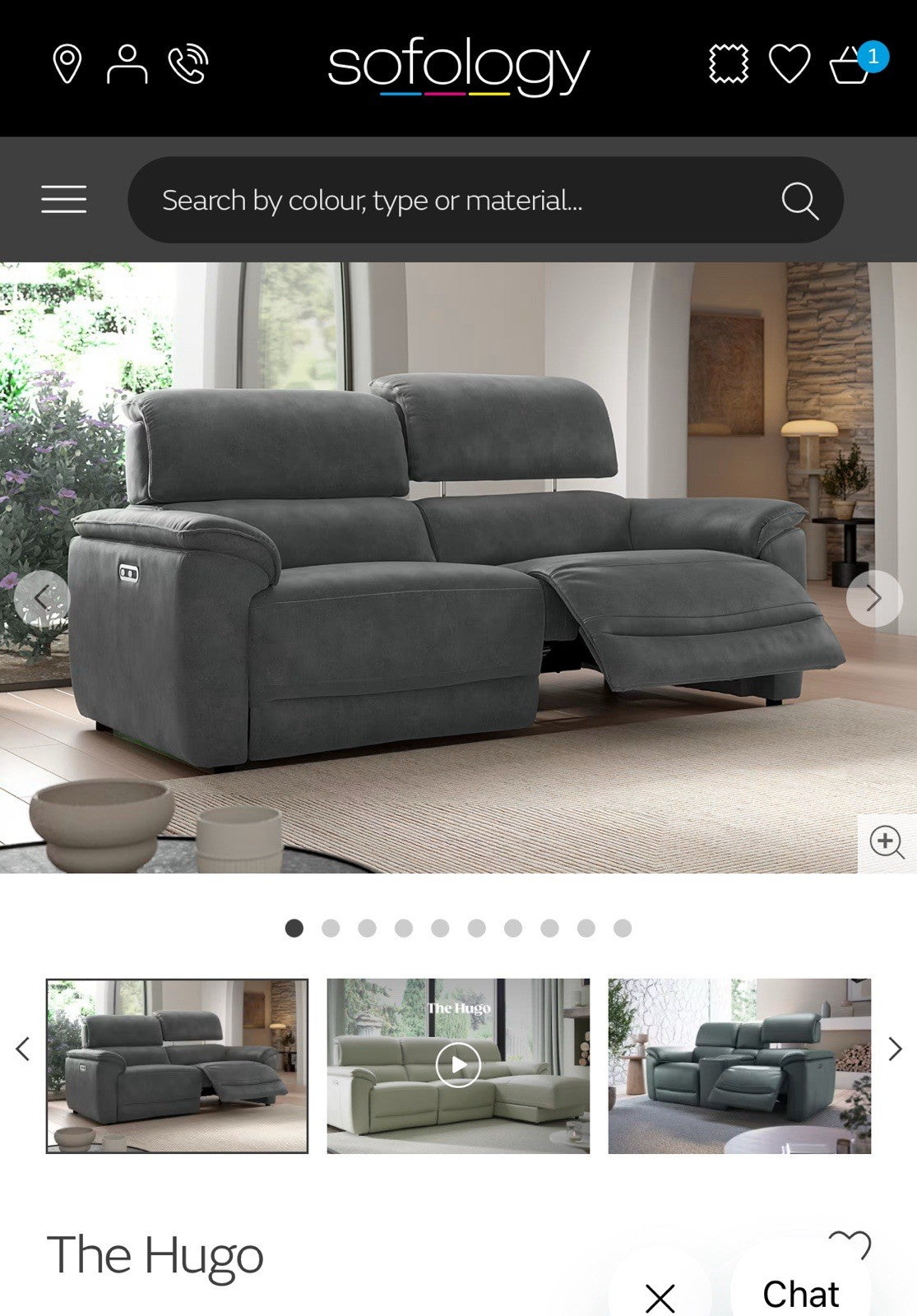 Sofology The Hugo 2.5 Seater Power Recliner/Headrest Sofa In Charcoal Flecked