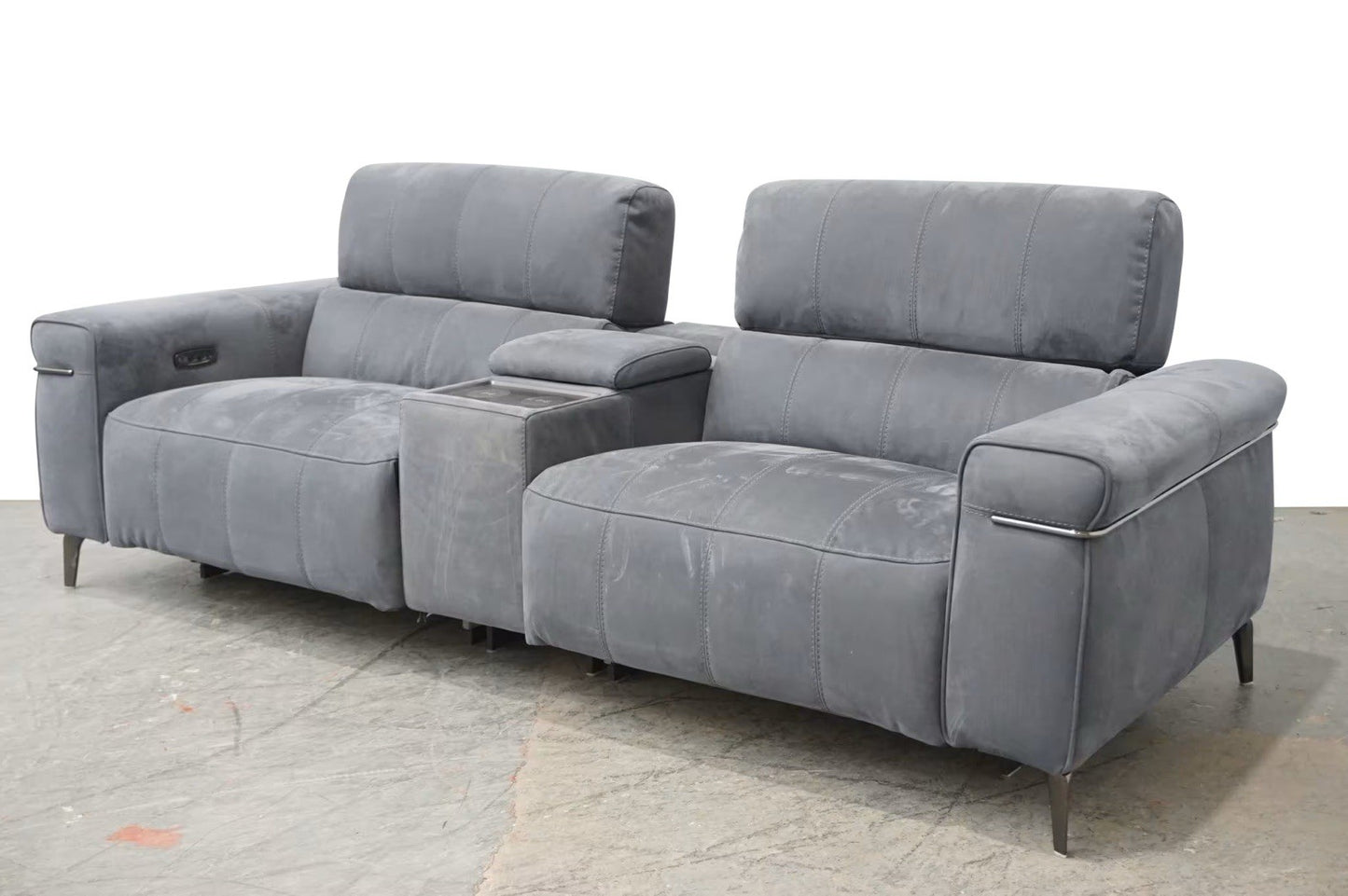 Furniture Village Homestage Fabric 3 Seater Power Recliner Sofa,Media/Headrests