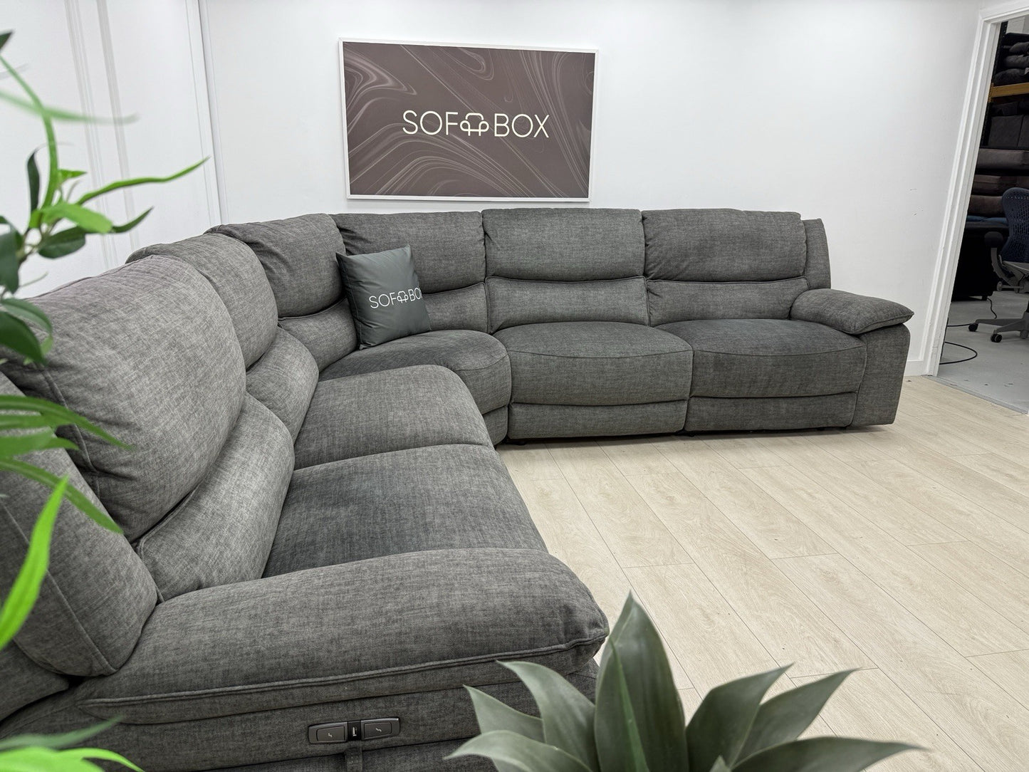 DFS Iverson Power Recliner Corner Sofa In Dark Grey