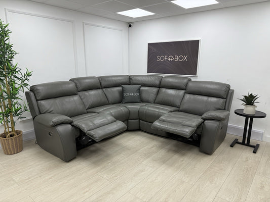 Furniture Village Moreno Power Recliner Corner Sofa In Grey Leather