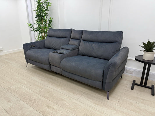 Sofology Renato 2.5 Seater Sofa Recliner Console Unit In Flecked Charcoal