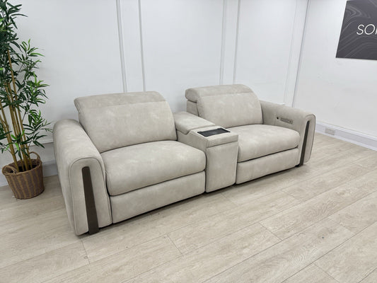 Sofology Kingsbridge Power Recliner/Heated/Headrest 3 Seater Sofa In Ivory