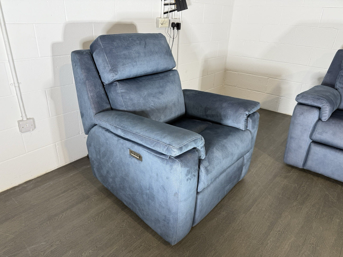 G Plan Thornbury 3 Seater & Chair Set With Power Recliner, Lumbar, Headrest Blue