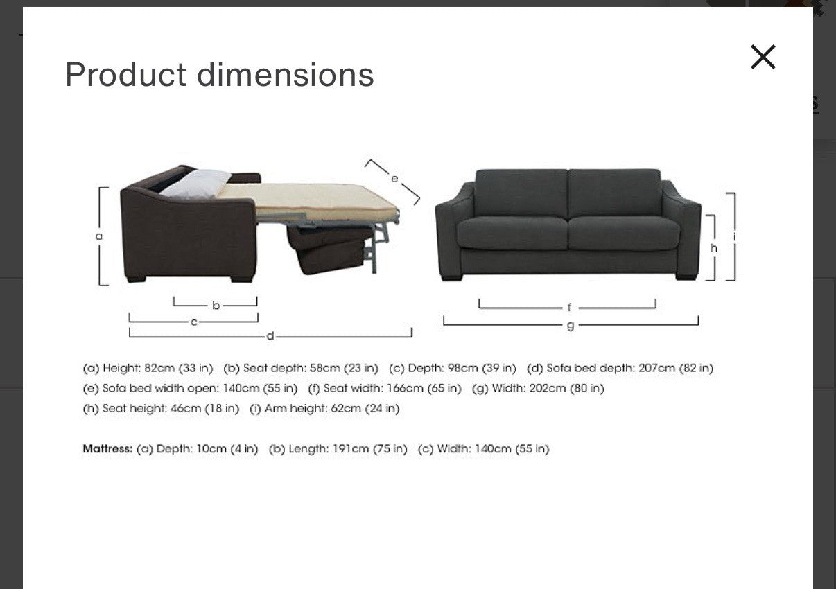 Furniture Village Optimus 3 Seater Sofa Bed In Grey Fabric