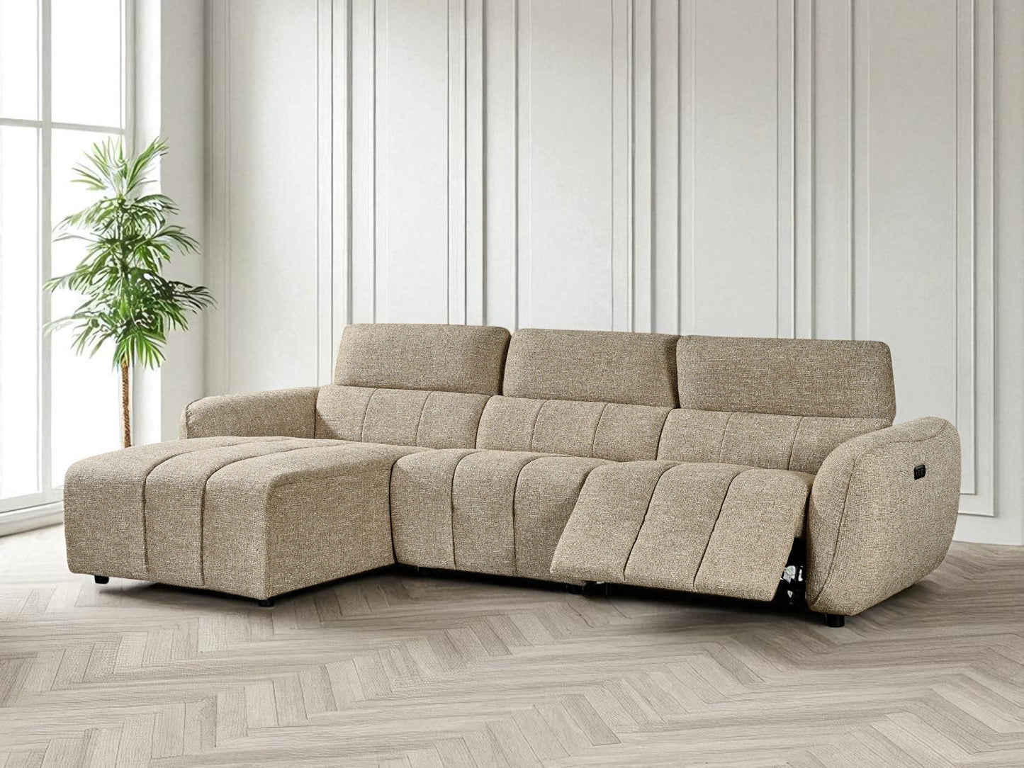Triton Fabric Electric Recliner Corner Sofa