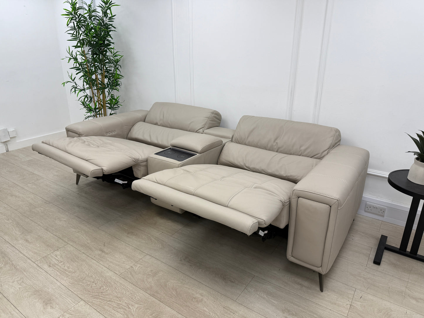 DFS Showcase 3 Seater Power Recliner Cinema Sofa In Borelli Frost Leather