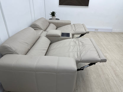 DFS Showcase 3 Seater Power Recliner Cinema Sofa In Borelli Frost Leather
