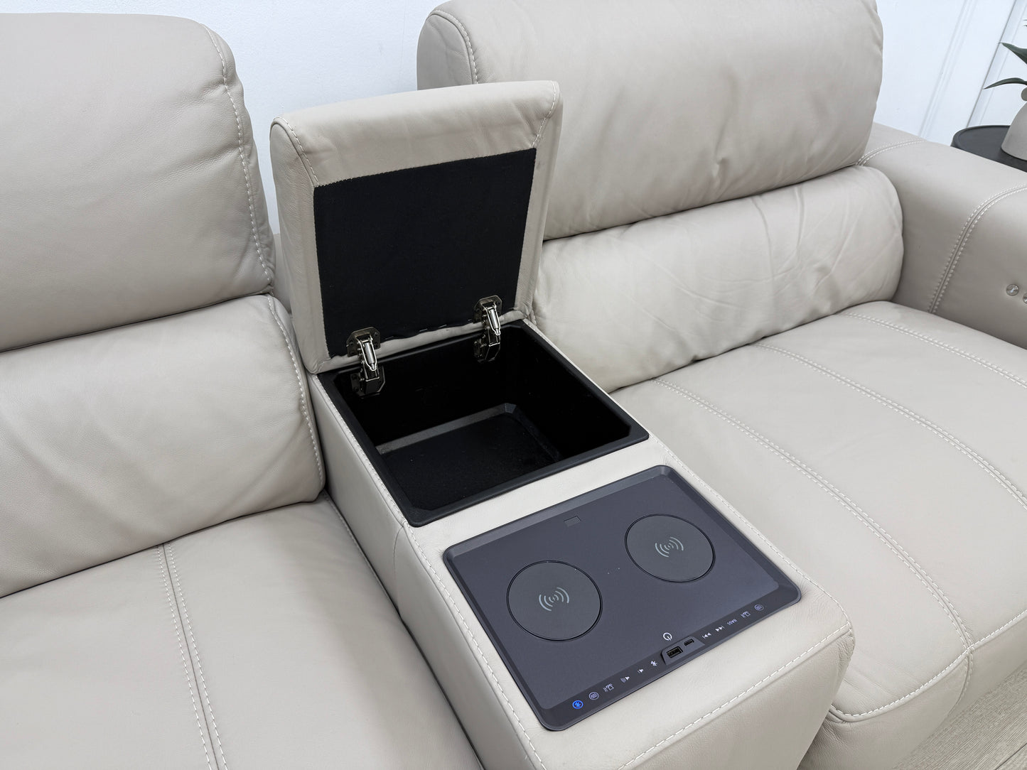 DFS Showcase 3 Seater Power Recliner Cinema Sofa In Borelli Frost Leather