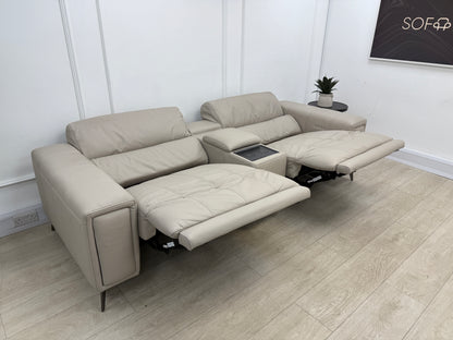 DFS Showcase 3 Seater Power Recliner Cinema Sofa In Borelli Frost Leather