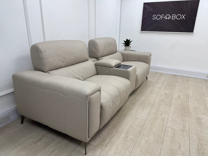 DFS Showcase 3 Seater Power Recliner Cinema Sofa In Borelli Frost Leather