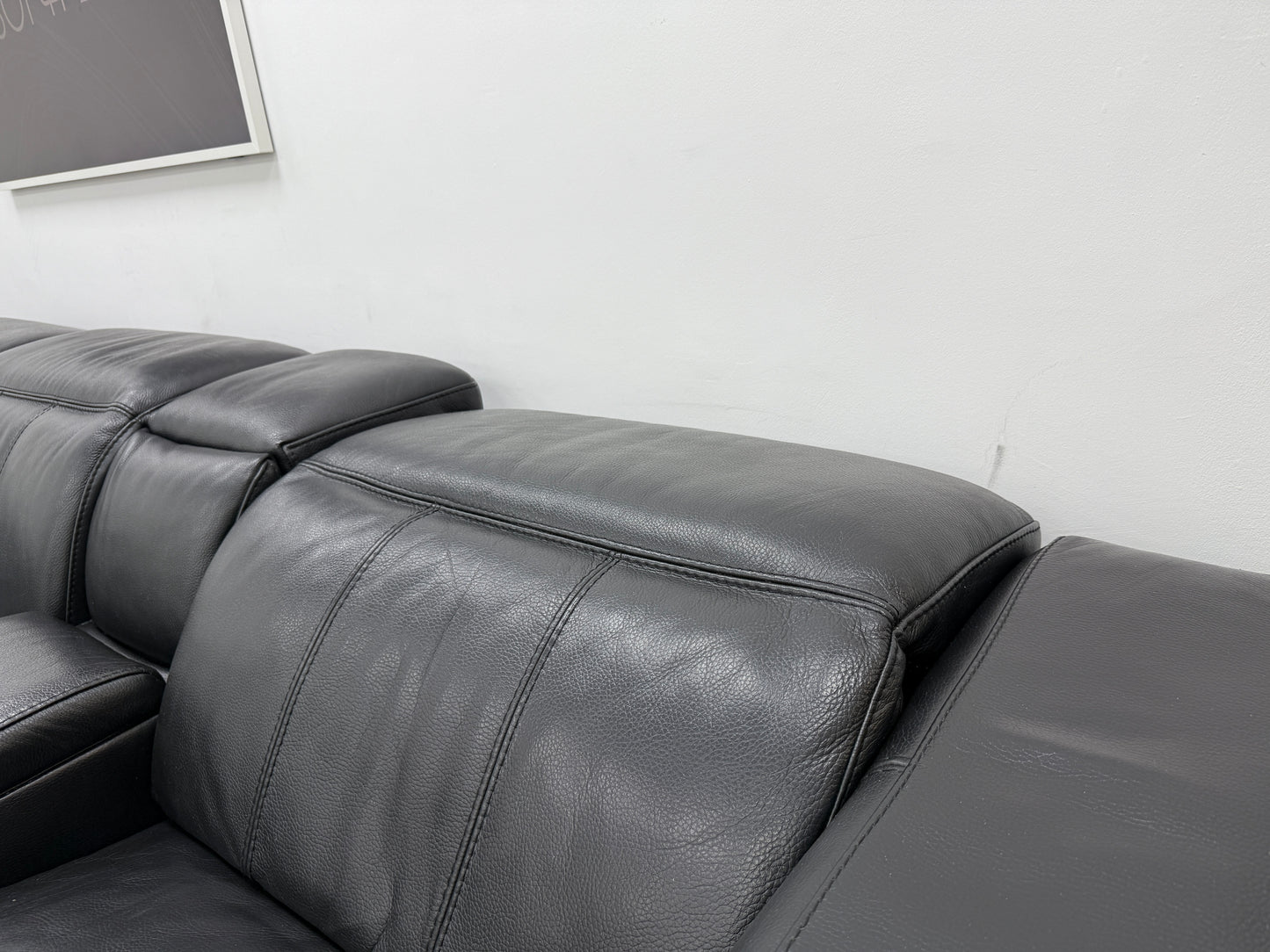 DFS Crusade Heated Power Recliner Corner Sofa In Black Leather