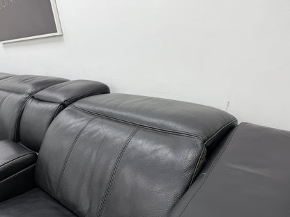 DFS Crusade Heated Power Recliner Corner Sofa In Black Leather