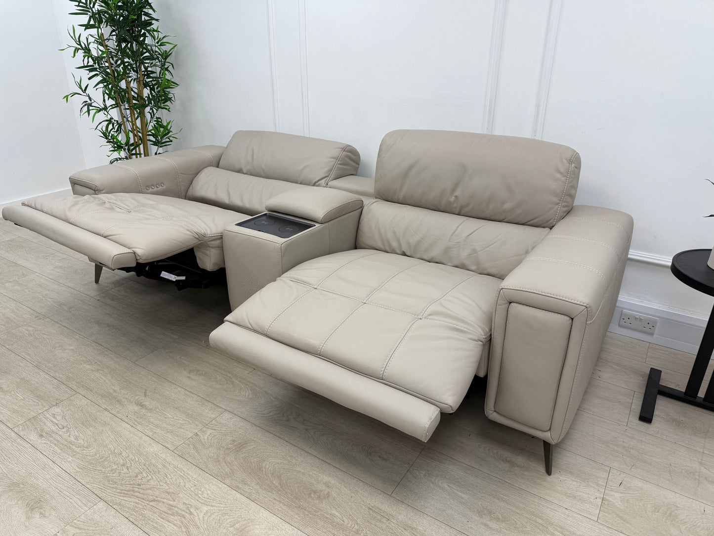DFS Showcase 3 Seater Power Recliner Cinema Sofa In Borelli Frost Leather