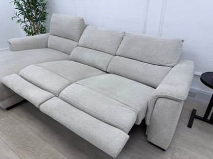 DFS Arwen 3 Seater Chaise L Shape Power Recliner Sofa In Oyster Fabric
