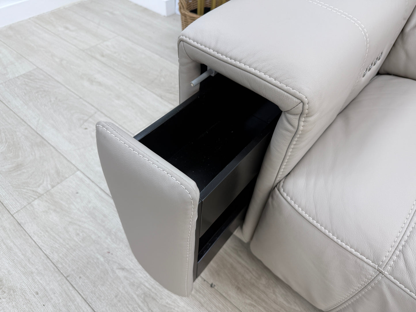 DFS Showcase 3 Seater Power Recliner Cinema Sofa In Borelli Frost Leather