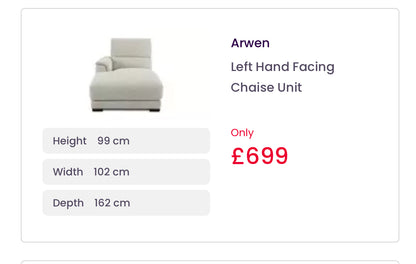 DFS Arwen 3 Seater Chaise L Shape Power Recliner Sofa In Oyster Fabric