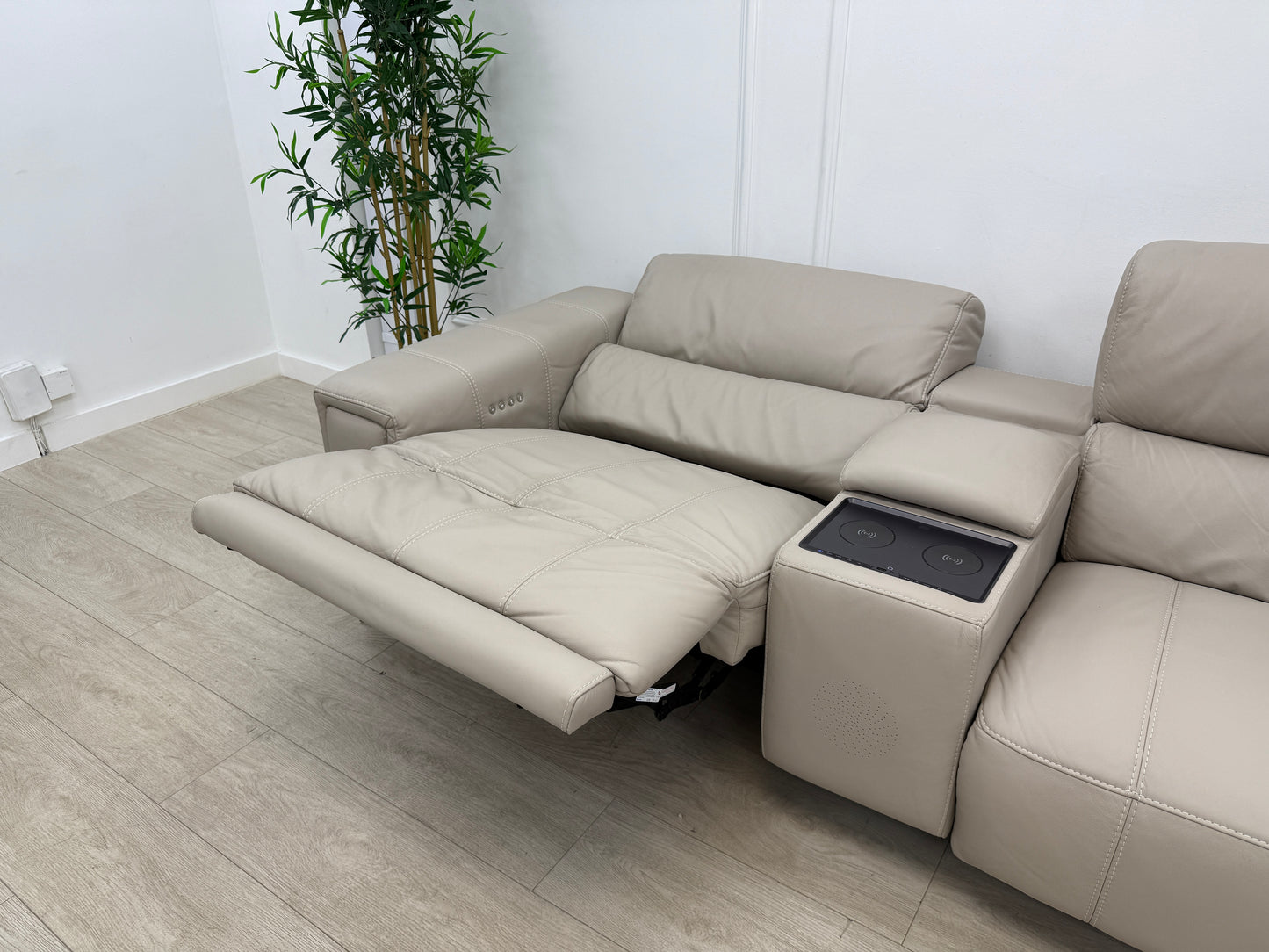 DFS Showcase 3 Seater Power Recliner Cinema Sofa In Borelli Frost Leather