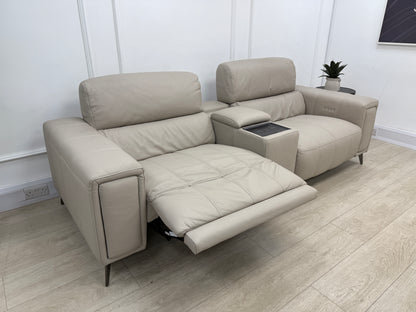 DFS Showcase 3 Seater Power Recliner Cinema Sofa In Borelli Frost Leather