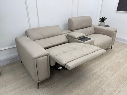 DFS Showcase 3 Seater Power Recliner Cinema Sofa In Borelli Frost Leather
