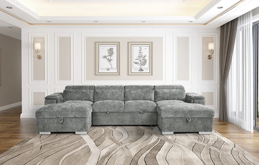 Alaya Grey U Shape Corner Sofabed