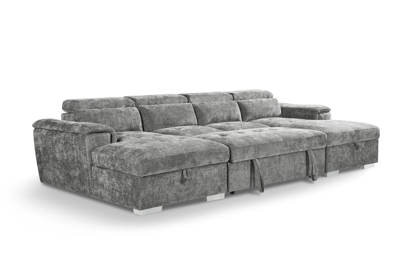 Alaya Grey U Shape Corner Sofabed