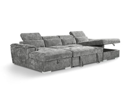 Alaya Grey U Shape Corner Sofabed