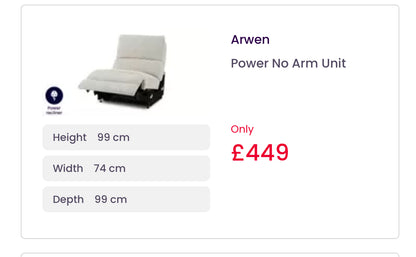 DFS Arwen 3 Seater Chaise L Shape Power Recliner Sofa In Oyster Fabric