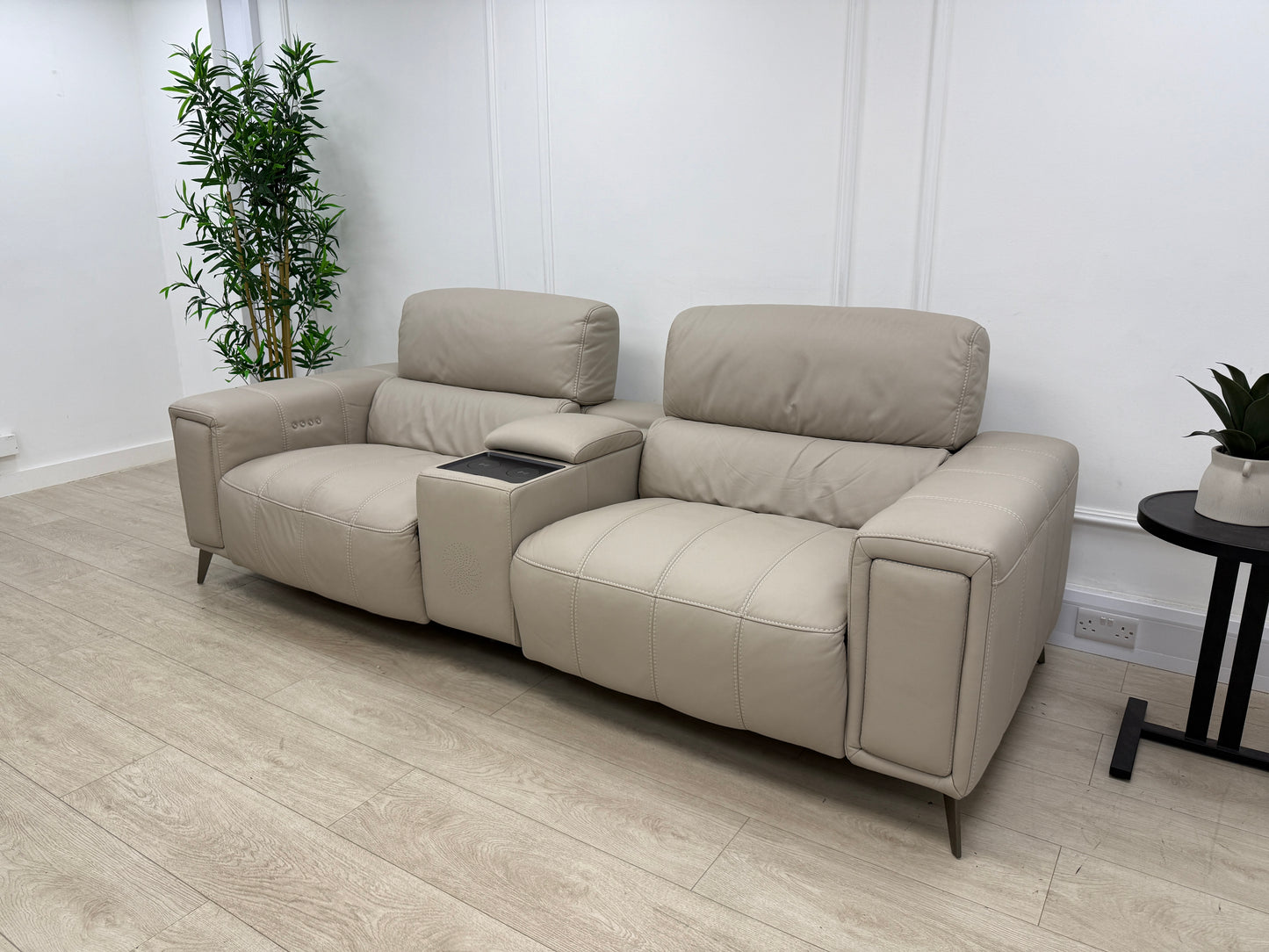 DFS Showcase 3 Seater Power Recliner Cinema Sofa In Borelli Frost Leather