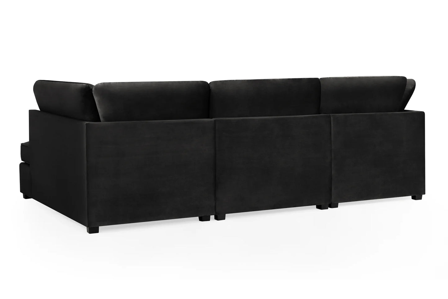 Carnaby Sofa U Shape Corner in Black Plush Fabric