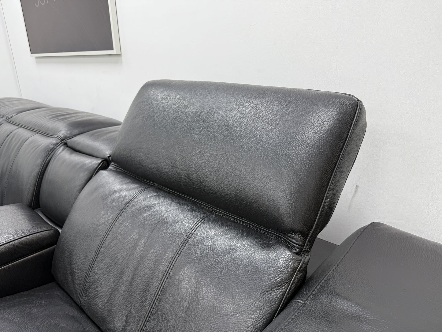 DFS Crusade Heated Power Recliner Corner Sofa In Black Leather
