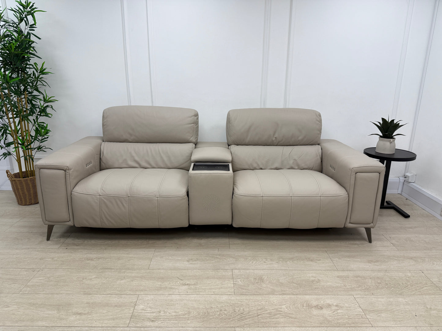 DFS Showcase 3 Seater Power Recliner Cinema Sofa In Borelli Frost Leather