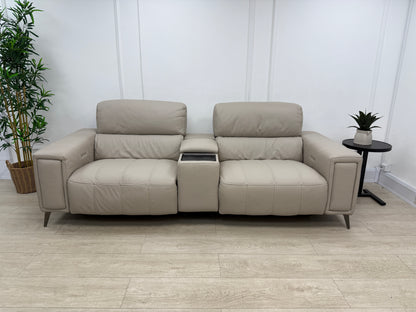 DFS Showcase 3 Seater Power Recliner Cinema Sofa In Borelli Frost Leather