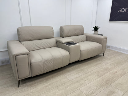 DFS Showcase 3 Seater Power Recliner Cinema Sofa In Borelli Frost Leather