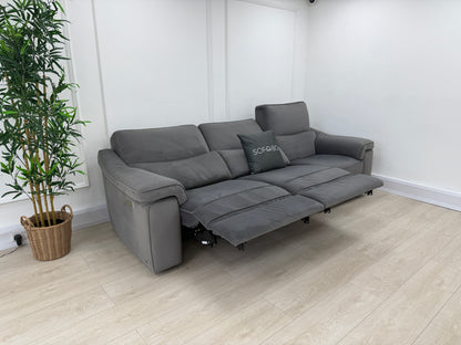 Natuzzi Rock 4 Seater Power Recliner Sofa In Grey Velvet