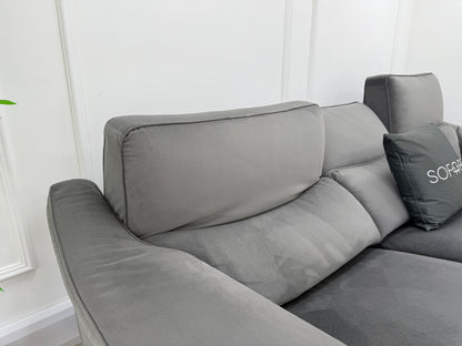 Natuzzi Rock 4 Seater Power Recliner Sofa In Grey Velvet