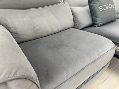 Natuzzi Rock 4 Seater Power Recliner Sofa In Grey Velvet