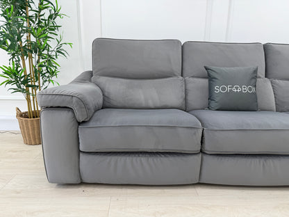 Natuzzi Rock 4 Seater Power Recliner Sofa In Grey Velvet