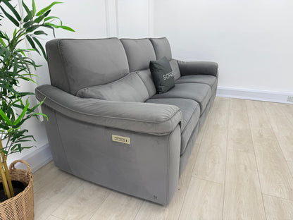 Natuzzi Rock 4 Seater Power Recliner Sofa In Grey Velvet