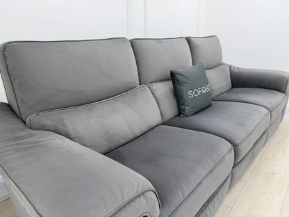 Natuzzi Rock 4 Seater Power Recliner Sofa In Grey Velvet