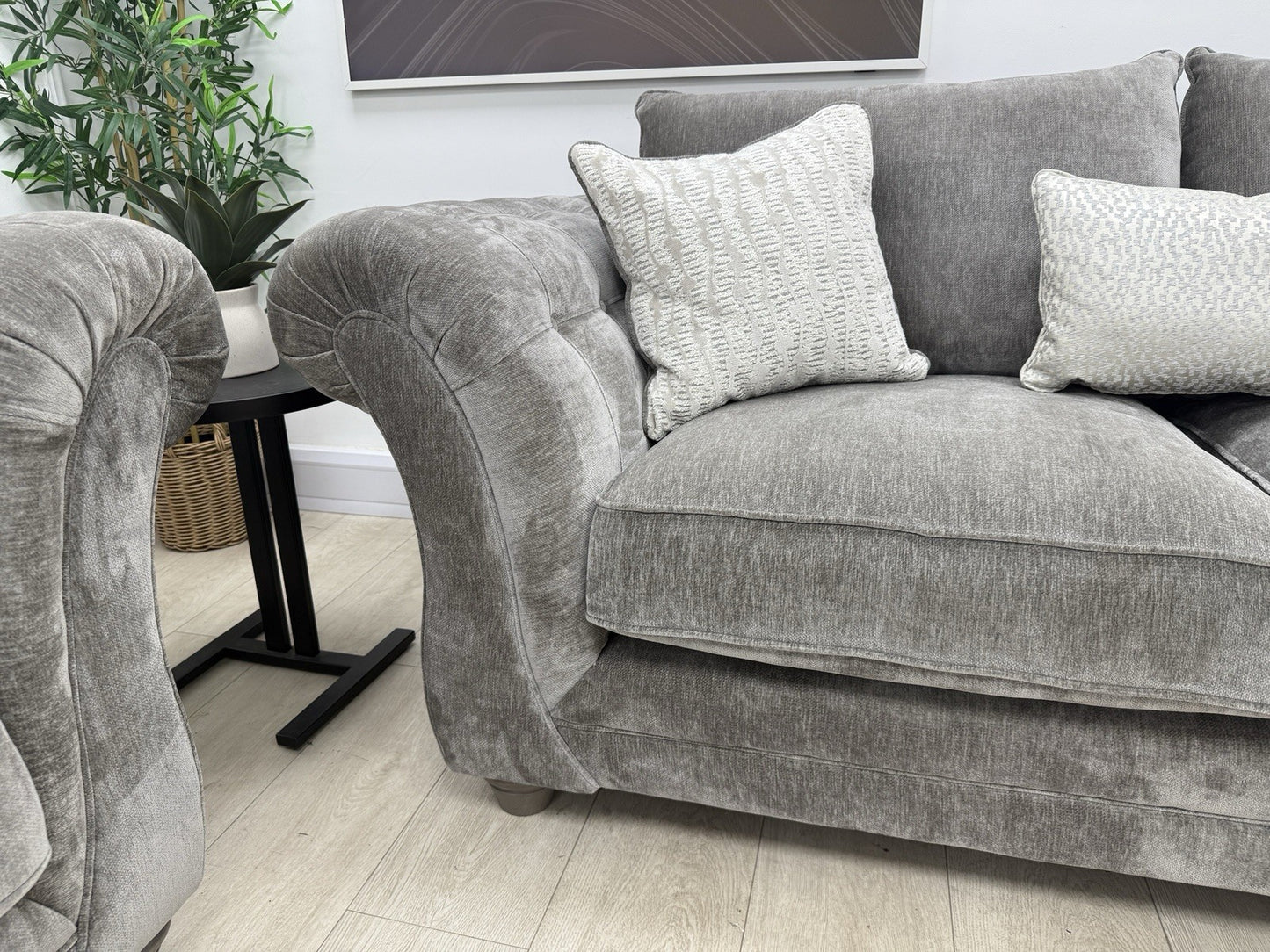 Sofology Highgrove 3 Seater Sofas Set In Grey Chenille Fabric