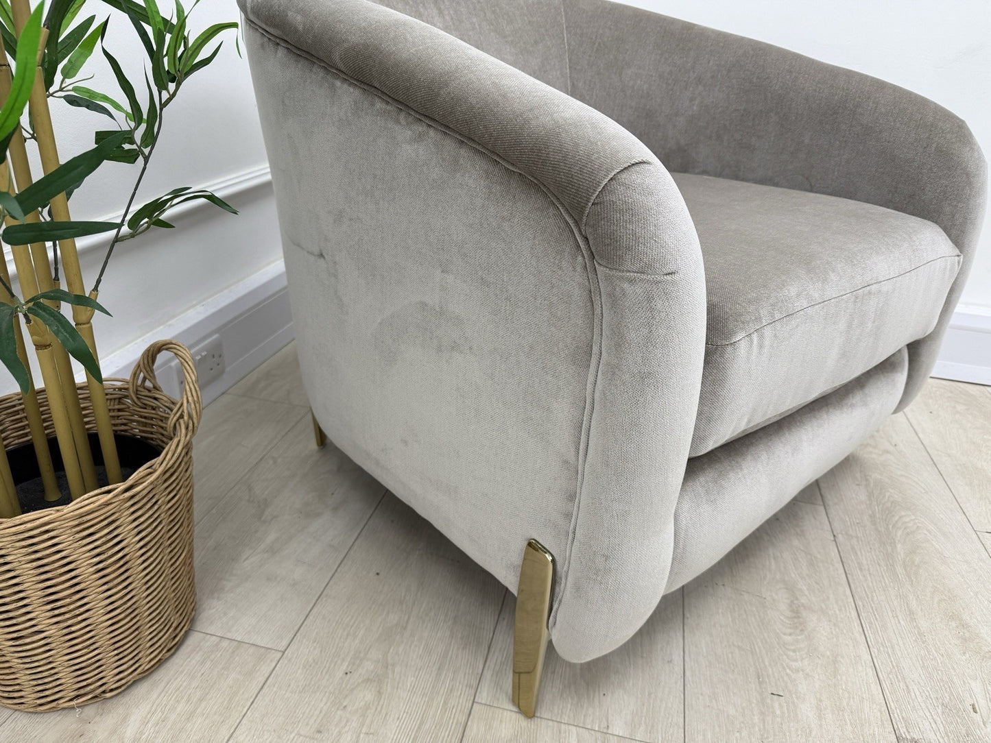 Sofology The Oscar Accent Chair in Fine Textured Chenille Stone Mix