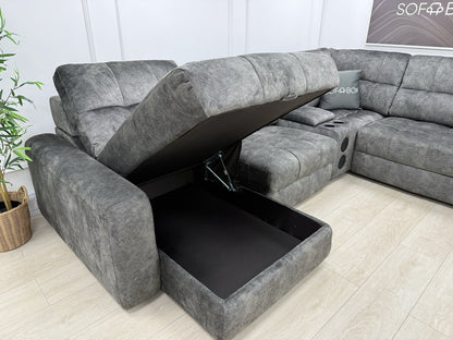 DFS Steller Corner Power Motion Chaise Sofa In Grey Mason Fabric