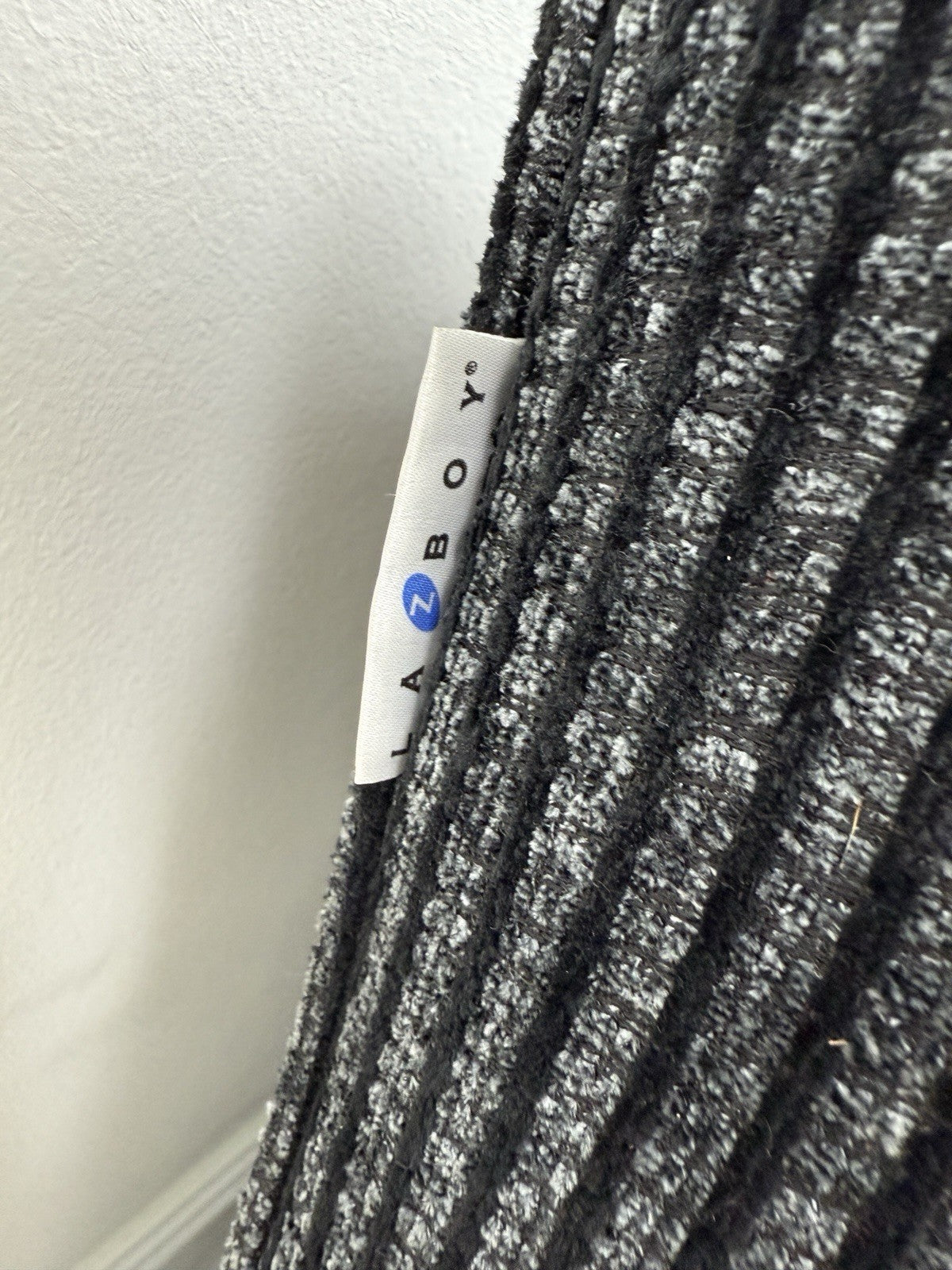 La-Z-Boy Tamla Power Recliner Corner Sofa & Footstool In Black Fabric